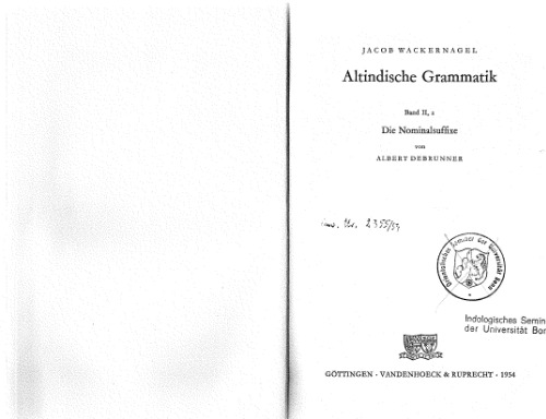 Altindische Grammatik: Teil 2.2: Die Nominalsuffixe  