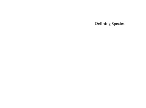 Defining Species