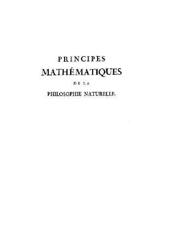 Principes Mathematiques de la philosophie naturelle