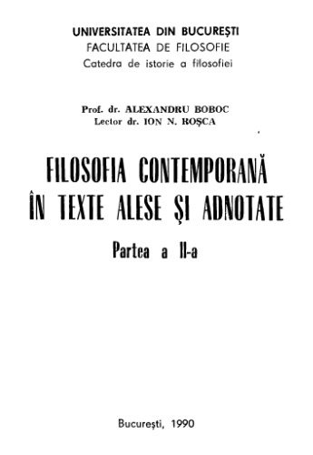 Filosofia contemporana (II)