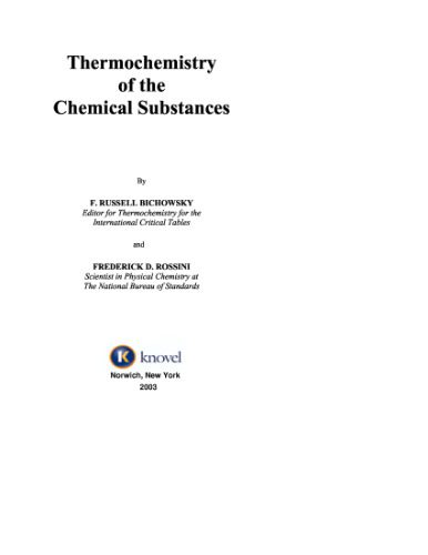 Thermochemistry of the chemical substances