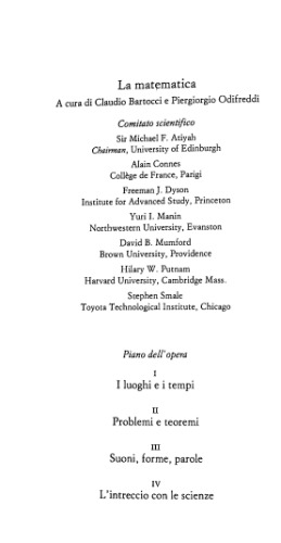 La matematica: Volume primo: I luoghi e i tempi