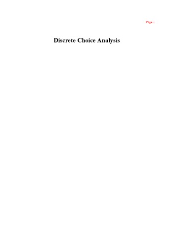 Discrete Choice Analysis: Theory and Application to Travel Demand