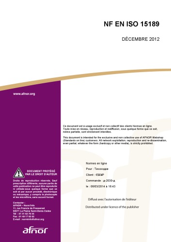 NF EN ISO 15189 - Decembre 2012 - Laboratoires de biologie medicale  - Exigences concernant la qualite et la competence