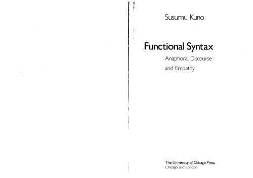 Functional Syntax: Anaphora, Discourse, and Empathy