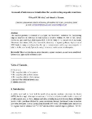 Account of microwave irradiation for accelerating organic reactions