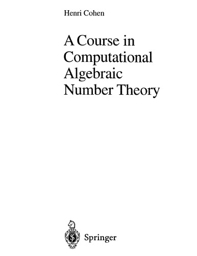 A course in computational algebraic number theory