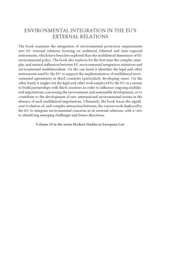 Environmental Integration in the EU's External Relations : Beyond Multilateral Dimensions