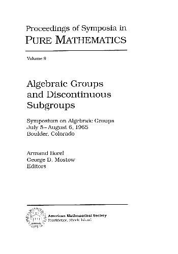 Algebraic groups and Discontinuous subgroups