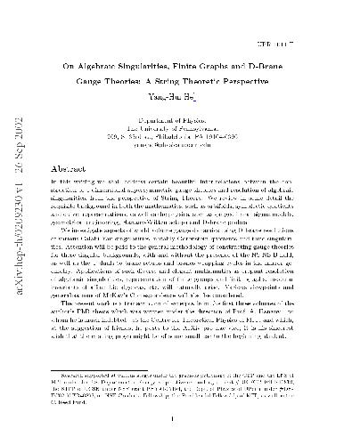 Algebraic Singularities, Finite Graphs and D-Brane Theories