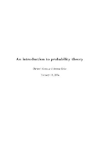 An Introduction to Probability Theory