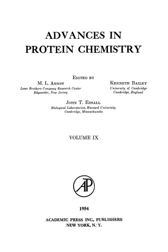 Advances in protein chemistry. / Volume 9