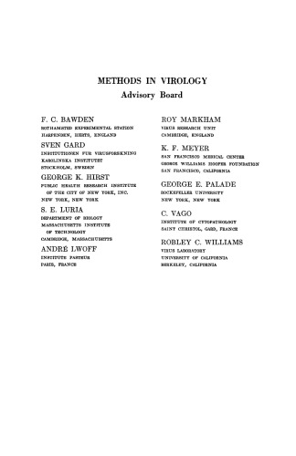 Methods in virology. Volume 3