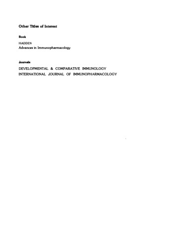 Developmental and comparative immunology : proceedings of the 1st Congress of Developmental and Comparative Immunology, 27 July-1 August 1980, Aberdeen