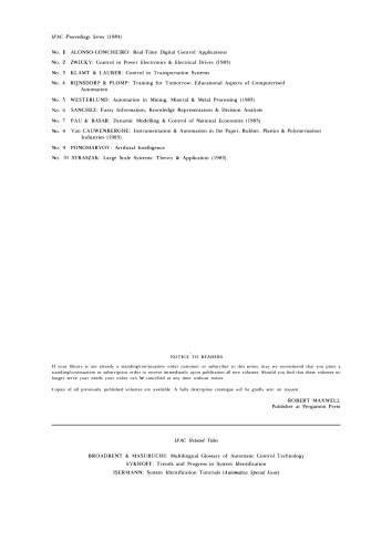 Dynamic modelling and control of national economies, 1983 : proceedings of the 4th IFAC/IFORS/IIASA conference and the 1983 SEDC Conference on Economic Dynamics and Control, Washington, D.C., USA, 17-19 June 1983