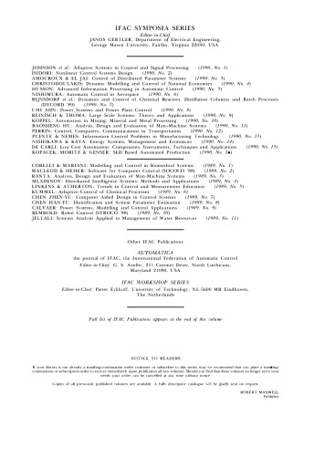 Power systems and power plant control, 1989 : selected papers from the IFAC symposium, Seoul, Korea, 22-25 August 1989