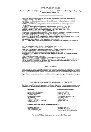 Information control problems in manufacturing technology 1992 : selected papers from the 7th IFAC/IFIP/IFORS/IMACS/ISPE symposium, Toronto, Ontario, Canada, 25-28 May 1992