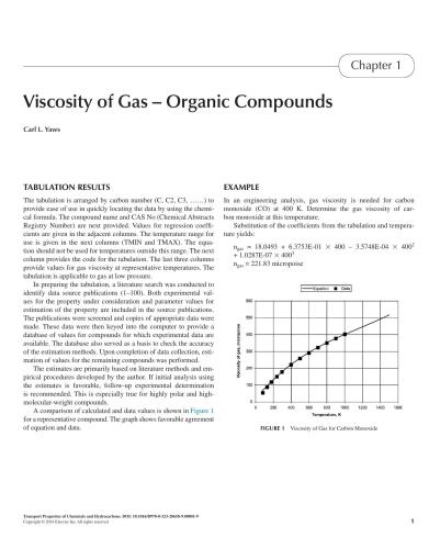 Transport properties of chemicals and hydrocarbons