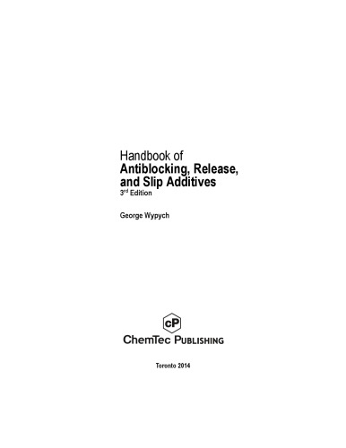 Handbook of antiblocking, release, and slip additives