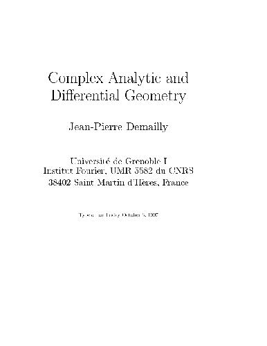 Complex Analytic Differential Geometry