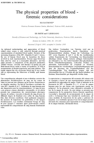 The physical properties of blood - forensic considerations