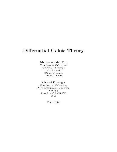 Differential Galois Theory