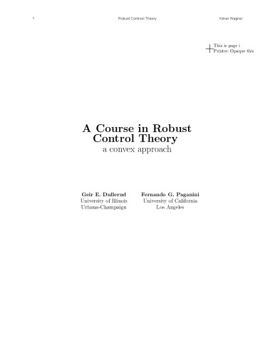 A Course In Robust Control Theory