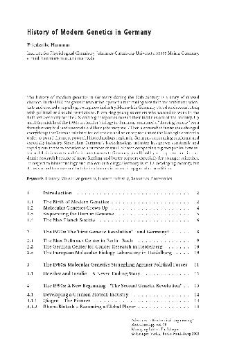 History of Modern Genetics in Germany