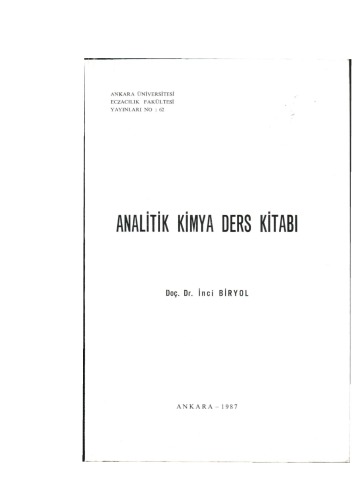 Analitik Kimya Ders Kitabı