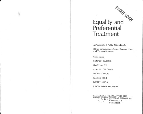 Equality and Preferential Treatment: A 