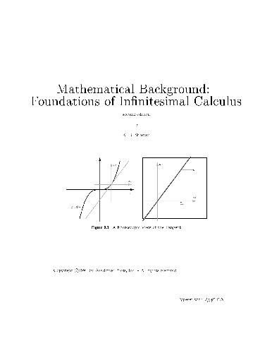 Mathematical Background Foundations of Infinitesimal Calculus