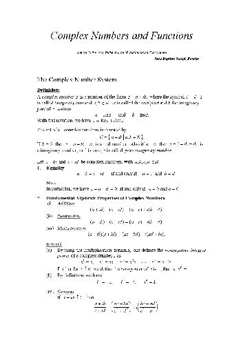 Mathematics. Complex Algebra