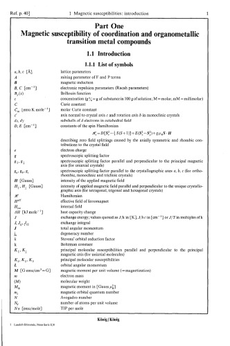 Magnetic Properties of Coordination and Organometallic Transition Metal Compounds