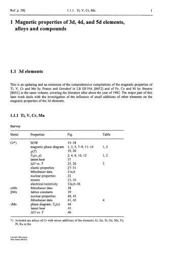 3d, 4d and 5d Elements, Alloys and Compounds