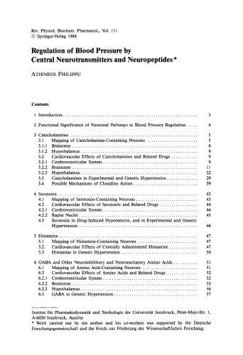 Reviews of Physiology, Biochemistry and Pharmacology, Volume 111