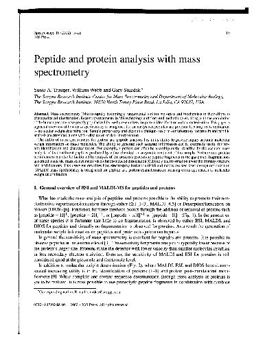 Peptide and Protein Analysis with Mass Spectrometry