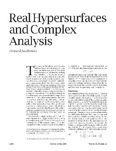 Real hypersurfaces and complex analysis