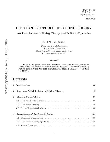 Busstepp Lectures on String Theory