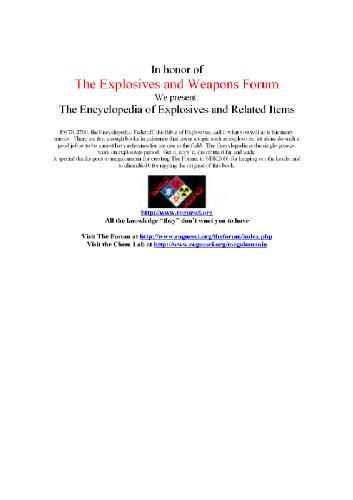 The Encyclopedia of Explosives and Related Items exri