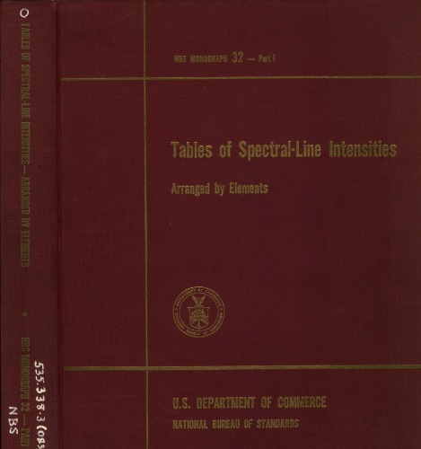 Tables of Spectral-Line Intensities Part I - Arranged by Elements