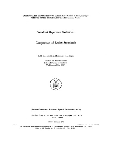 Standard Reference Materials: Comparison of Redox Standards