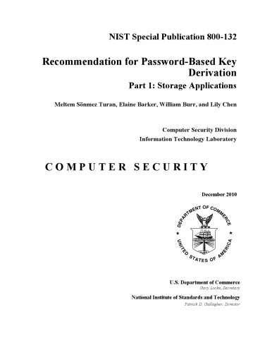 Recommendation for Password-Based Key Derivation - Part 1: Storage Applications