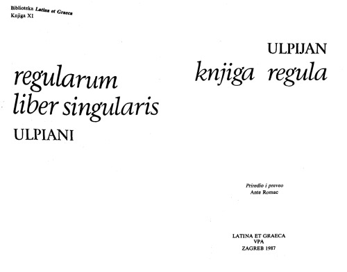 Knjiga regula = Regularum liber singularis