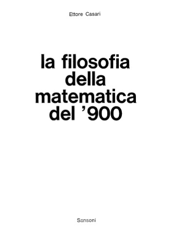 La Filosofia della Matematica del Novecento