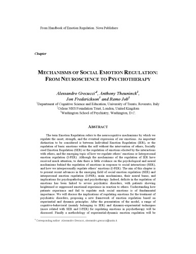 Mechanisms of social emotion regulation from neuroscience to psychotherapy