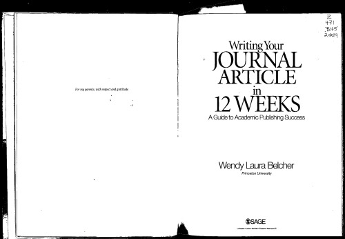 Writing Your Journal Article in Twelve Weeks: A Guide to Academic Publishing Success