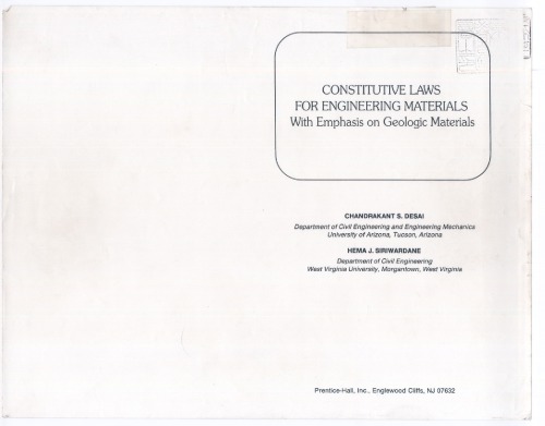 Constitutive Laws for Engineering Materials with Emphasis on Geologic Materials