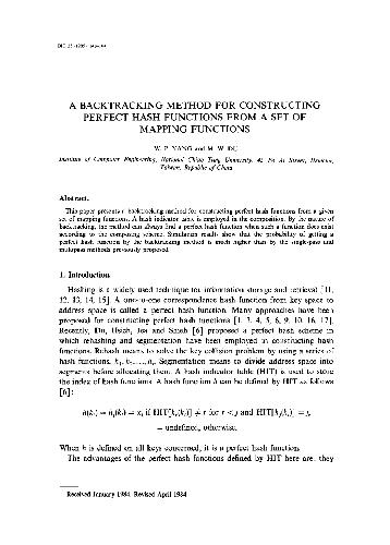 A backtracking method for constructing perfect hash functions from a set of mapping functions