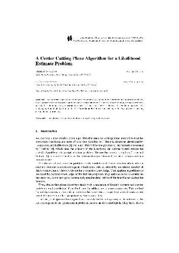 A Center Cutting Plane Algorithm for a Likelihood Estimate Problem