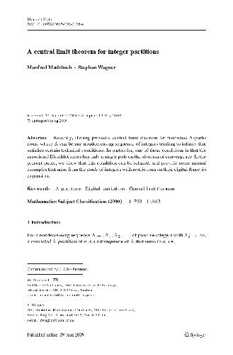 A central limit theorem for integer partitions